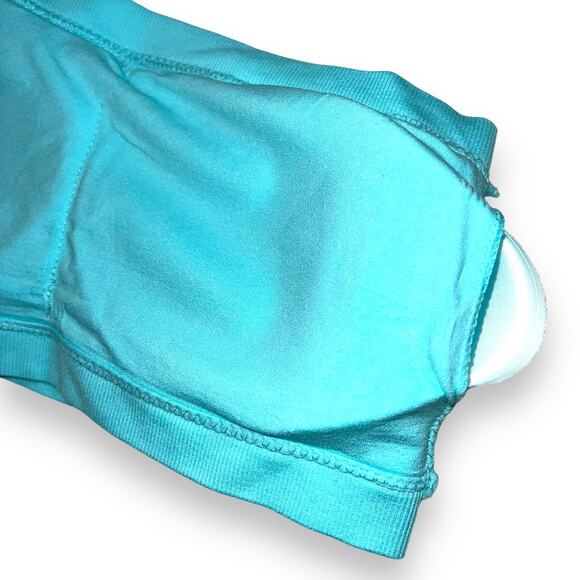 Womens Bandeau Strapless Bra Removeable Padding Stretchy Teal Blue XXL - Picture 4 of 7